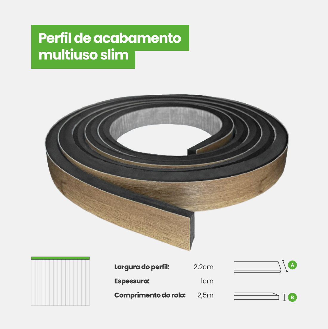 Perfil de Acabamento Painel Ripado | Linha Madeto | Meu Rodapé