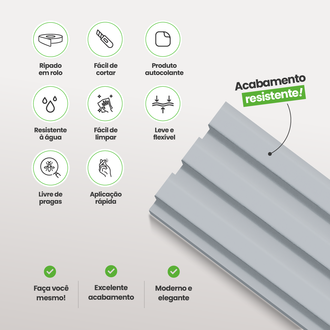 Painel Ripado Laminado de EVA Autocolante | Linha Play