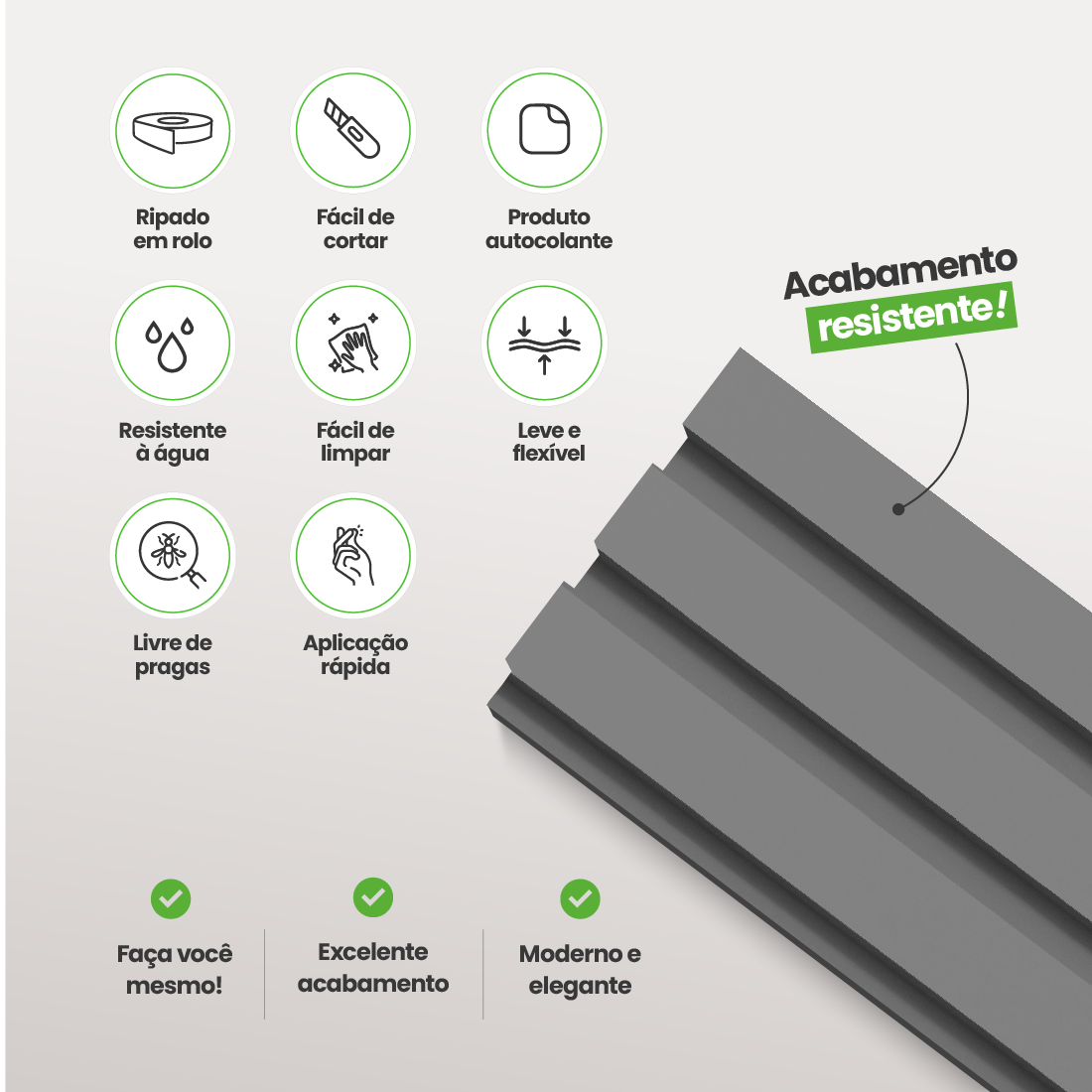 Painel Ripado Laminado de EVA Autocolante | Linha Play